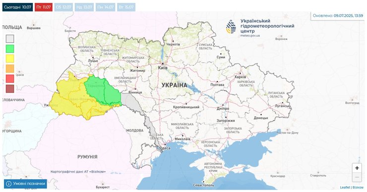 Укргідрометцентр попередив про пілняття рівня води, підтоплення та селеві потоки
