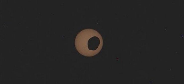 Фобос, Солнце, Марс, солнечное затмение