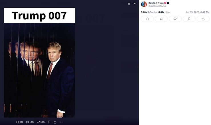 скриншот допису з ШІ від президента США в Thuth Social, 3 червня