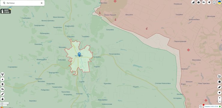 Карта боїв в районі Куп'янська