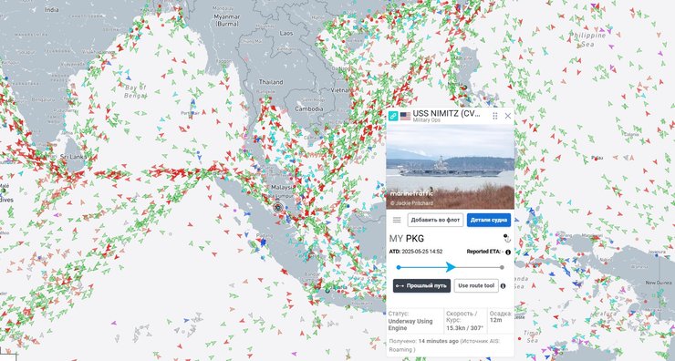 Дислокация авианосца USS Nimitz
