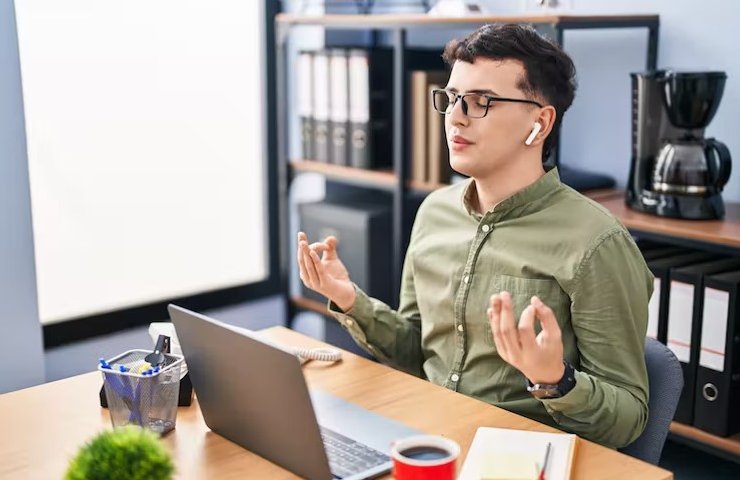 мужчин,  релакс, расслабление, медитаци,  работа