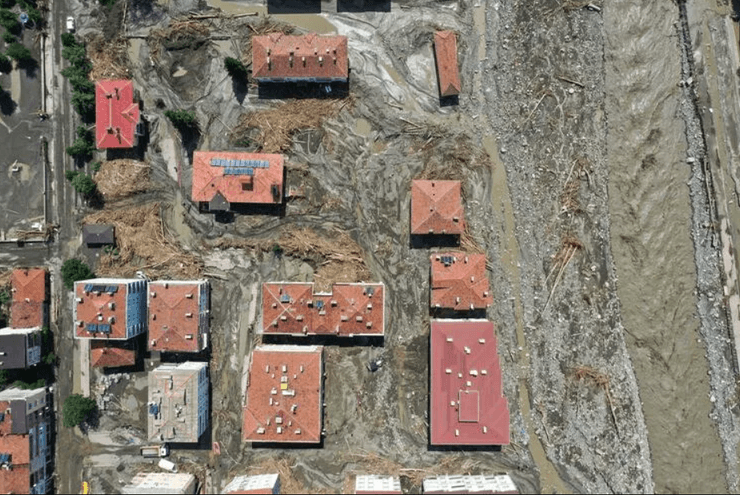 наводнение, турция, улица, дома, фото