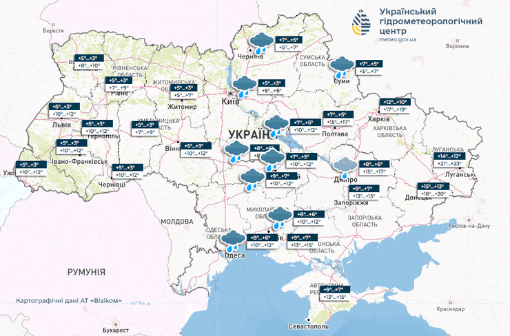 Карта погоды на 21 апреля