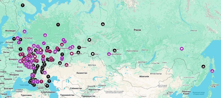 Rарта ударів по НПЗ та ВПК РФ у 2025 році, InformNapalm