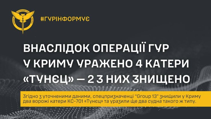 ГУР поразило 4 катера "Тунец" в Крыму