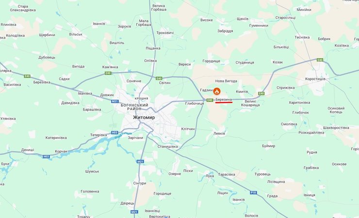 Взрыв под Житомиром произошел на трассе на Киев возле села Березина