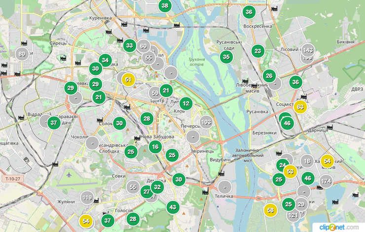 уровень загрязнения воздуха в Киеве