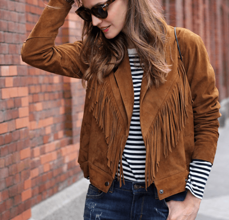 дівчина, замшева куртка