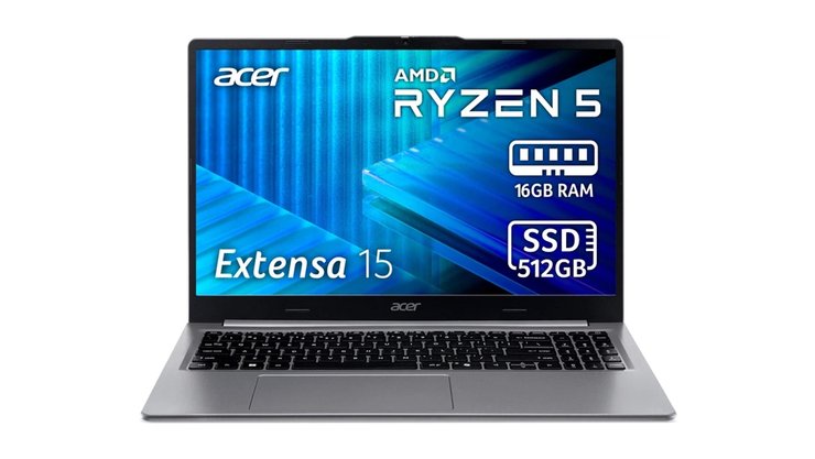 Ноутбук Acer Extensa 15 EXO15-41-R42W (NX.EL5EU.005) Lunar Gray 15.6 IPS  AMD Ryzen 5 7430U RAM 16 ГБ SSD 512 ГБ LAN Зарядка по USB