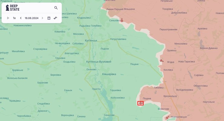 война с РФ, Купянск, 18 августа, карта