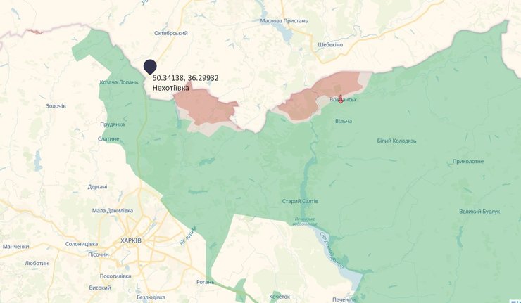 Удары по РФ, Нехотеевка, карта, Белгородская область
