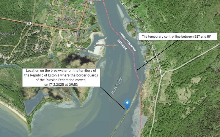 Карта местности в Эстонии, в которой произошел инцидент с российскими прикорлонниками 17 декабря