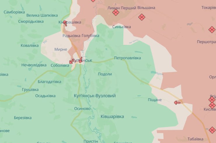 Ситуация в Купянске по данным DeepState