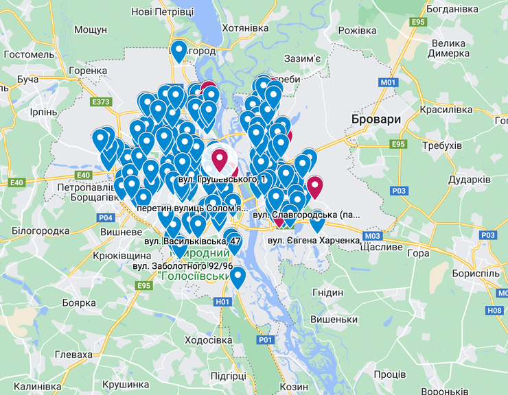 карта бюветов киев