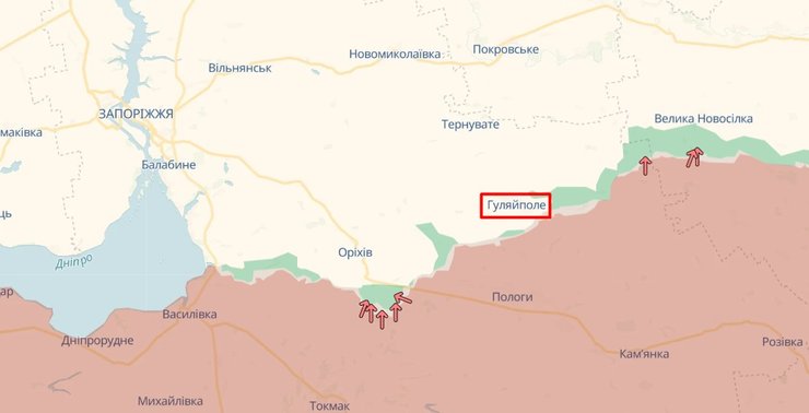 Наступление РФ, Гуляйполе, карта, 31 июля