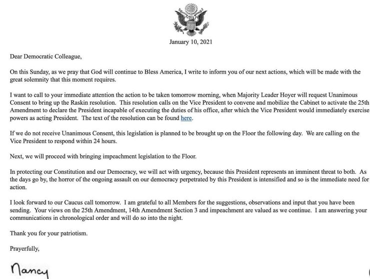 обращение Нэнси Пелоси, импичмент, Трамп