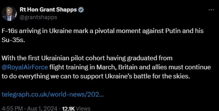 Грант Шаппс, Украина, F-16, фото