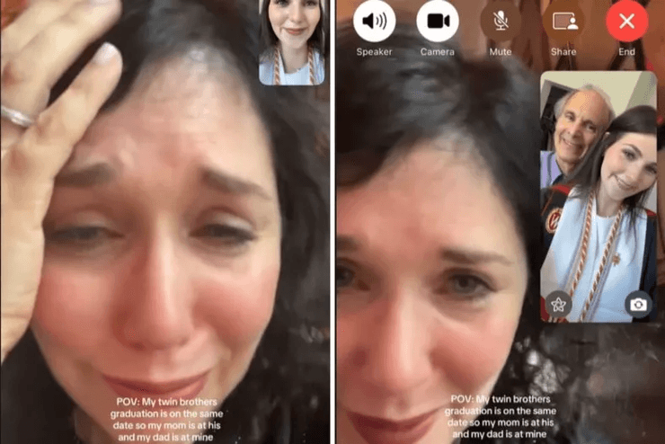 Выпускной близнецов, FaceTime, воссоединение семьи, семья на расстоянии, трогательное видео, брат и сестра
