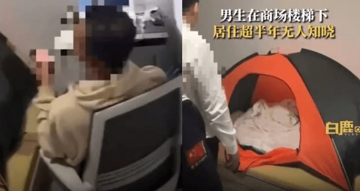 Торговый центр, мужчина жил в торговом центре, жил под лестницей, заметил охранник, обустроил офис, полгода жил в ТЦ