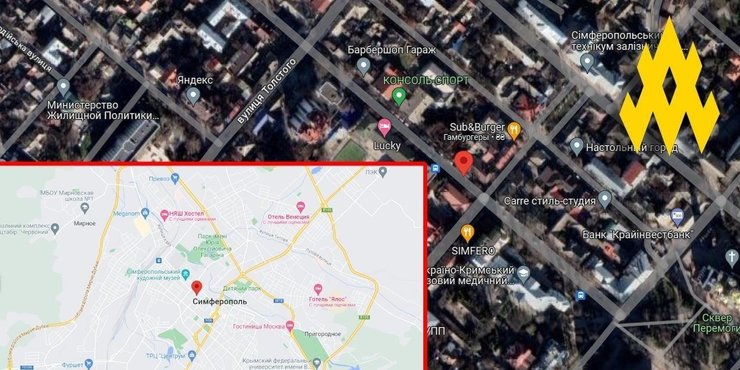 Штаб 22-го армейского корпуса РФ, воинская часть, Крым, карта