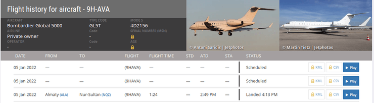 Самолет Назарбаева