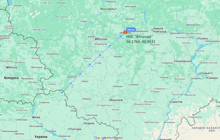 НПС "Второво" Володимирської області за 600 км від України