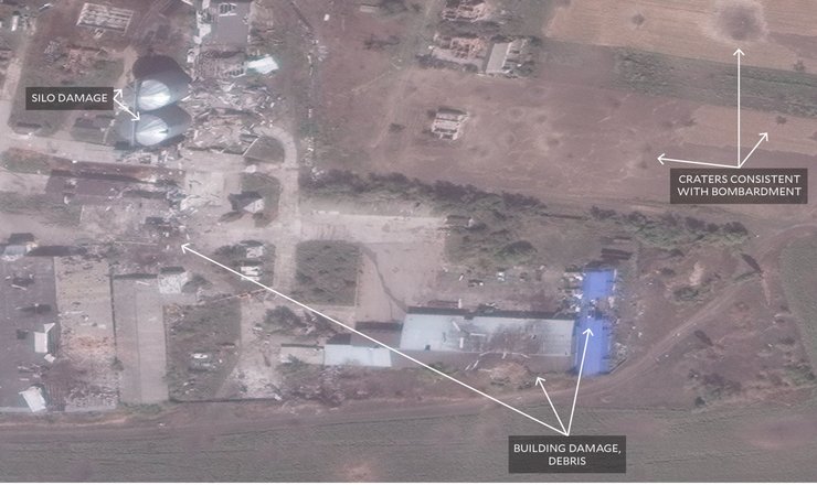 зернохранилище, спутниковый снимок