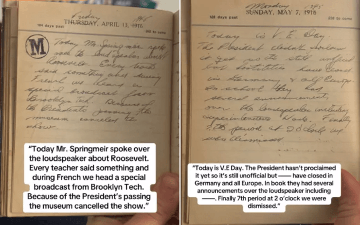 Щоденник дівчинки, старий щоденник, щоденник дівчинки-підлітка, важливі історичні події, за часів Другої світової війни, запис у щоденнику