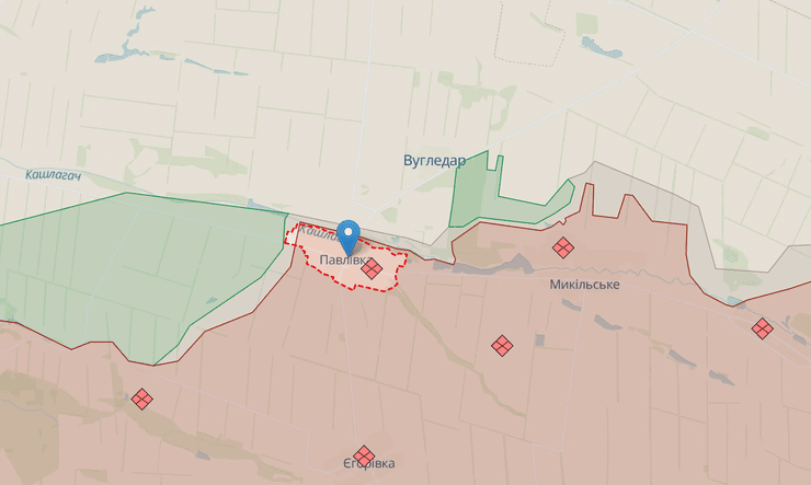Павловка, карта боевых действий, Угледар, Донецкая область