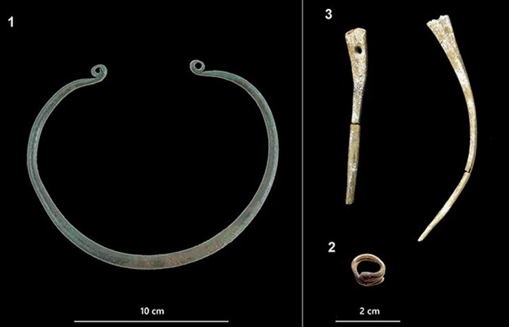 Кольцо из бронзы на шею, золотое кольцо для волос, костяные булавки/иглы