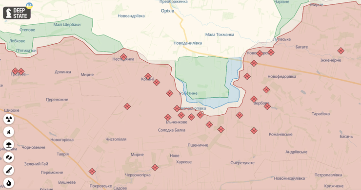 Работине на карті DeepState