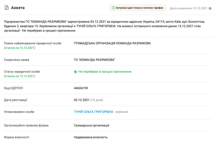 Команда Разумкова, Дмитрий Разумков, партия Разумкова