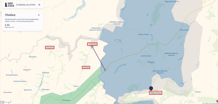 Бої в Курській області, Курська область, карта, DeepState