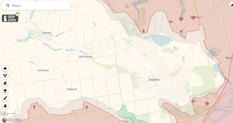 Карта DeepState по ситуации в Авдеевке