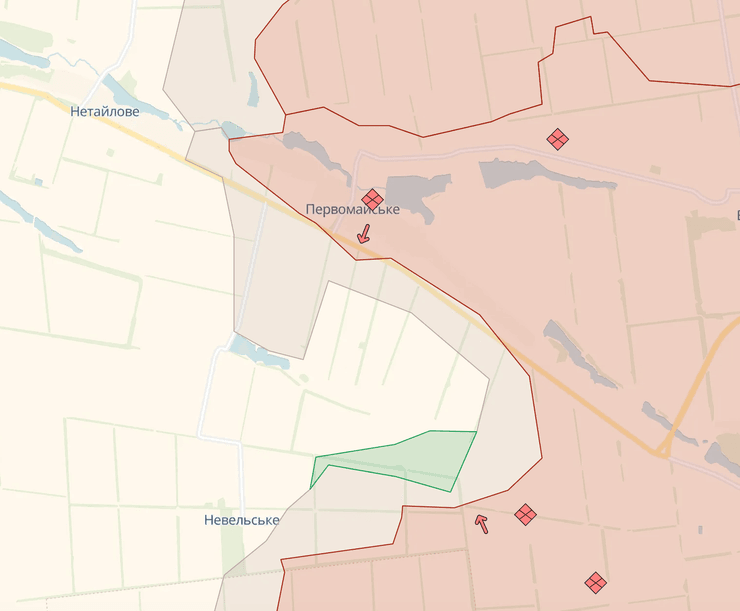 Ситуация возле Первомайского, карта
