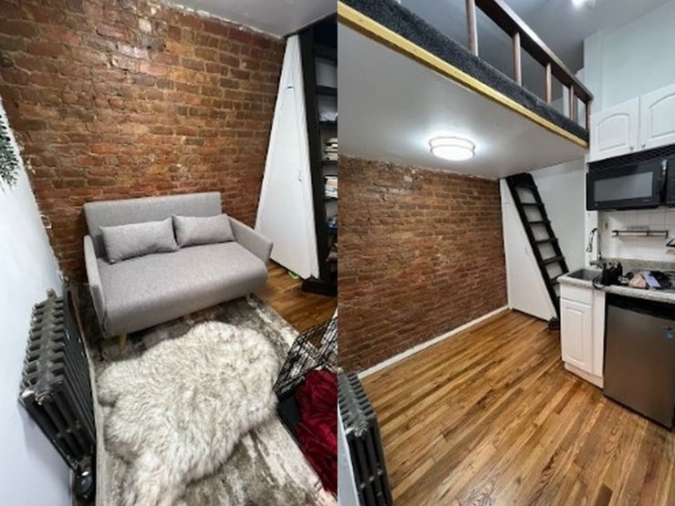 Найменша квартира, квартира, без вікон, без ванної, диван, сходи,