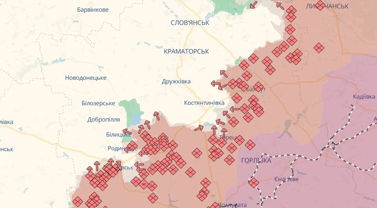 Купянск на картах DeepState