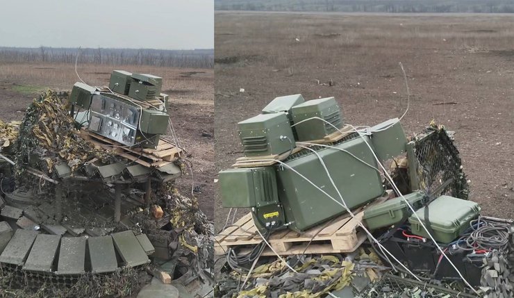 Российский танк, обвешанный средствами РЭБ