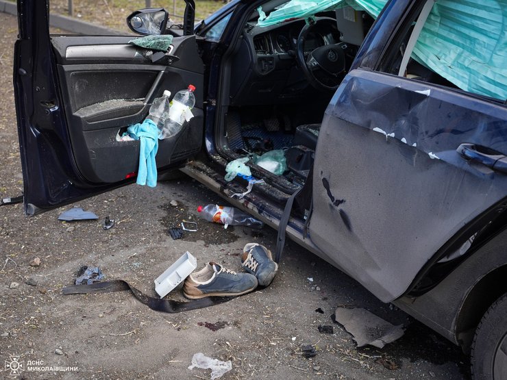 Последствия ракетного обстрела города Николаев