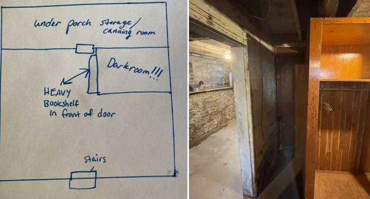 Тайная комната в доме, купила дом, нашла тайную комнату, держала в секрете, старинные вещи, темная комната, старые фото