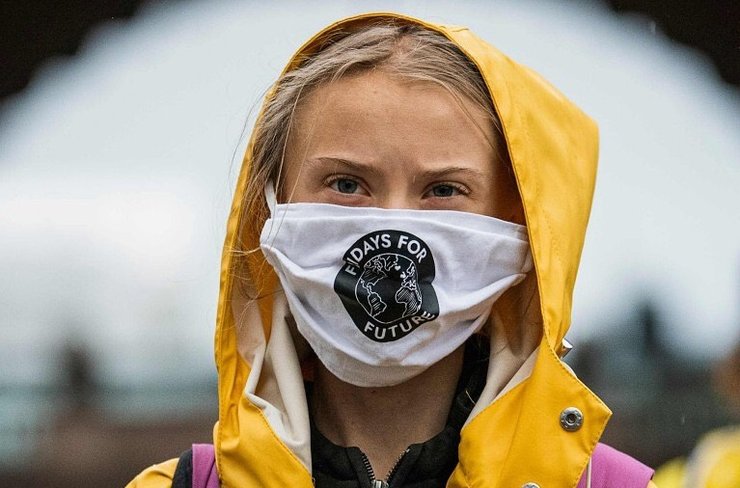 грета тунберг в маске