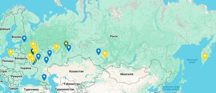 Карта вибухів та диверсій у РФ у січні-лютому 2026 року