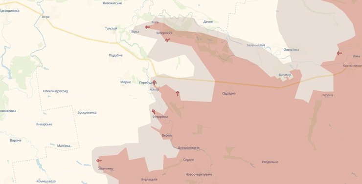 Скриншот интерактивной карты DeepState