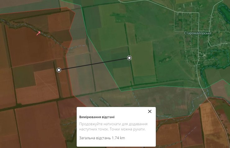 Линия фронта возле Старомайорского