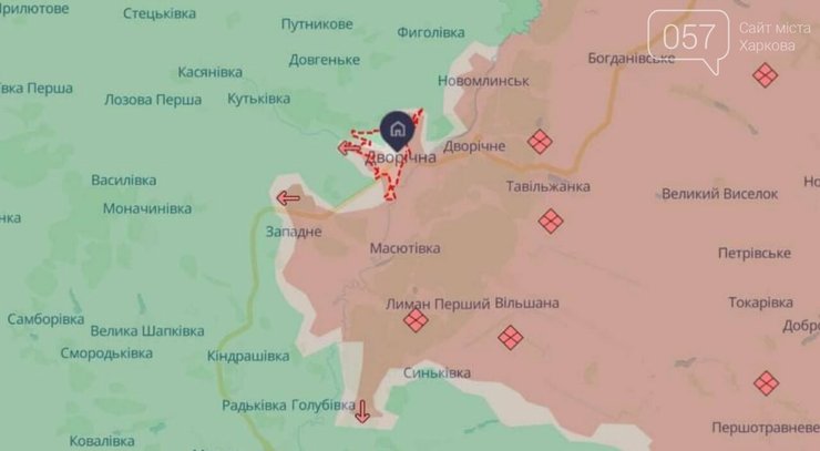 Карта боїв в районі Дворічної