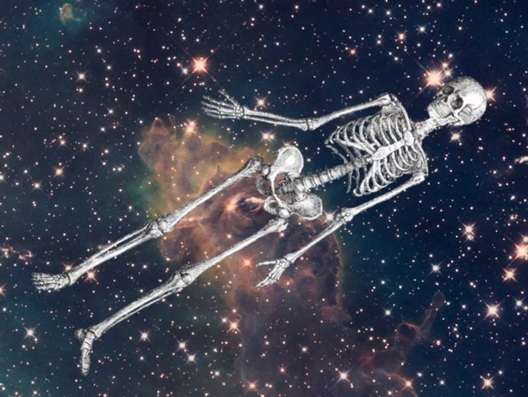скелет, космос, смерь в космосе