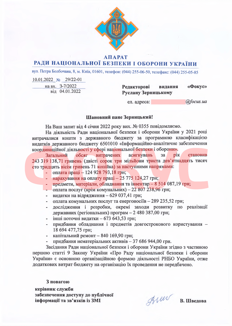РНБО, бюджет РНБО, бюджет РНБО 2021, фінансування РНБО, скільки грошей витратила РНБО