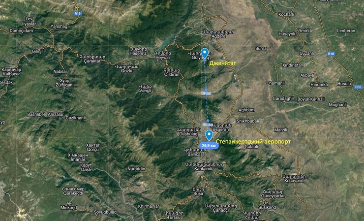 Карта місцевості, де сталась надзвичайна подія у Нагірному Карабаху