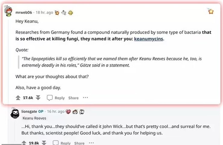 кіану рівз листування